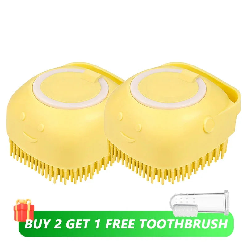 Pet Bathing & Massage Brush – Foam Dispenser for Dogs & Cats! 🐾🚿 