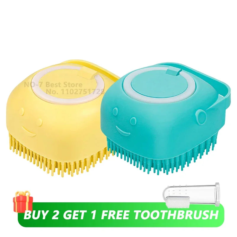 Pet Bathing & Massage Brush – Foam Dispenser for Dogs & Cats! 🐾🚿 