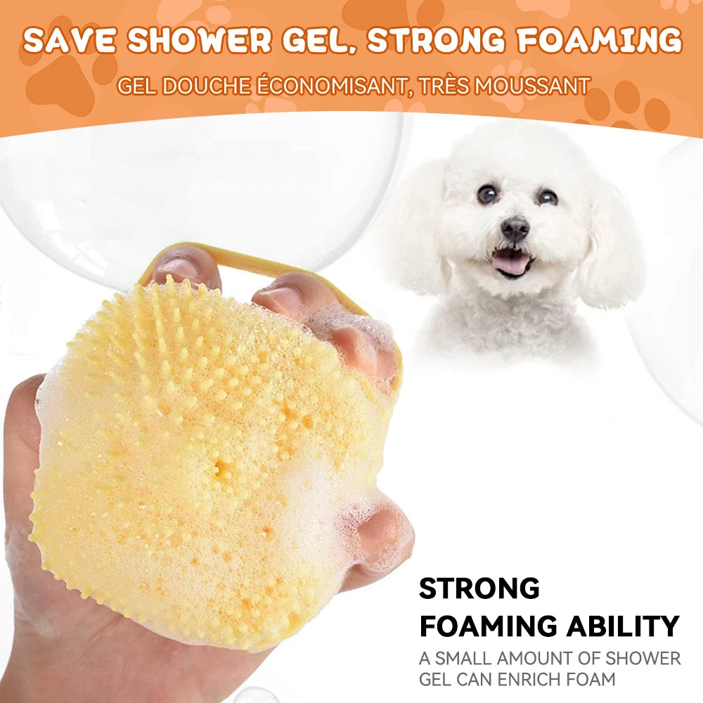 Pet Bathing & Massage Brush – Foam Dispenser for Dogs & Cats! 🐾🚿 