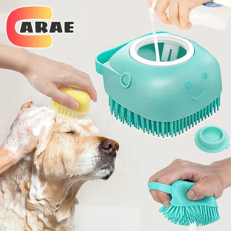 Pet Bathing & Massage Brush – Foam Dispenser for Dogs & Cats! 🐾🚿 