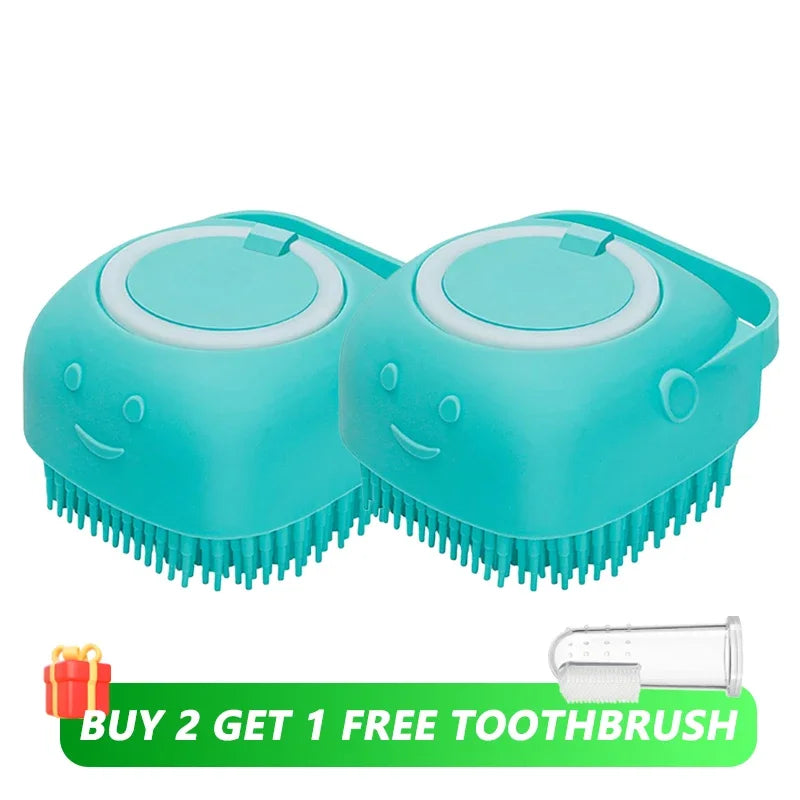 Pet Bathing & Massage Brush – Foam Dispenser for Dogs & Cats! 🐾🚿 