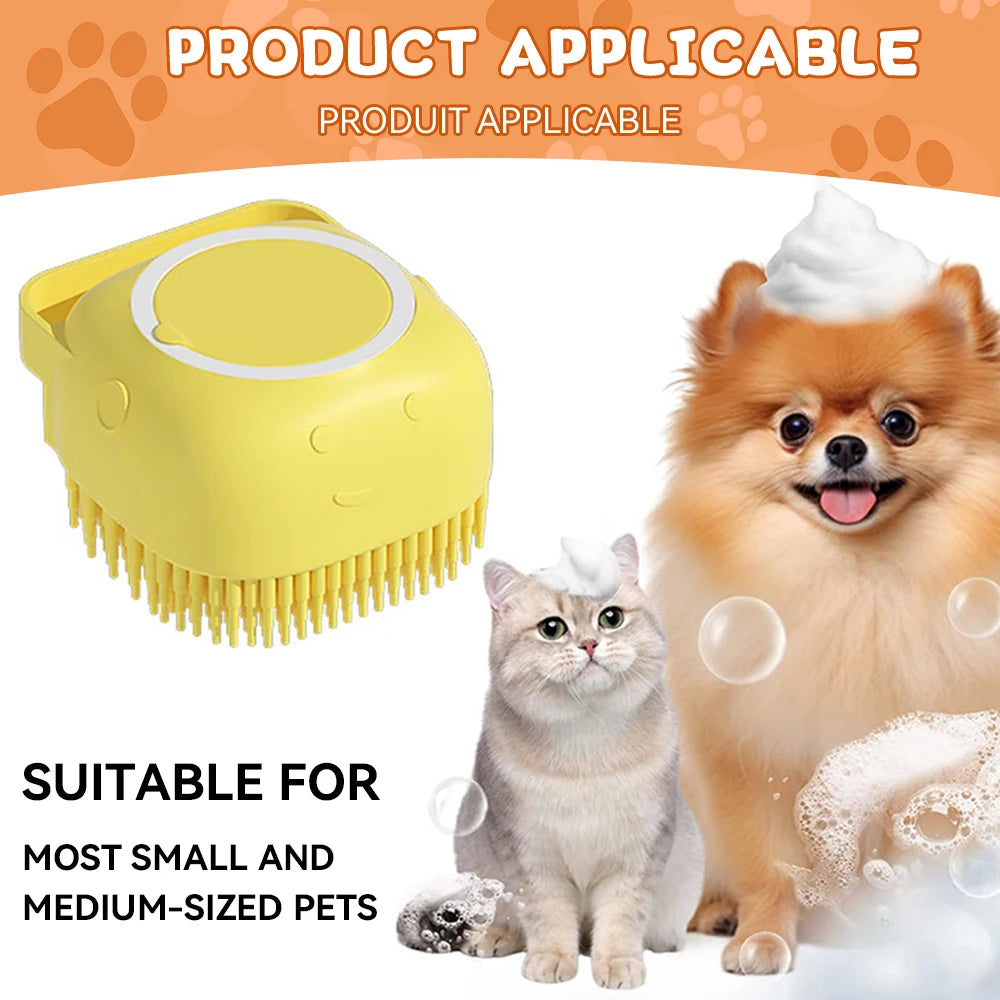 Pet Bathing & Massage Brush – Foam Dispenser for Dogs & Cats! 🐾🚿 