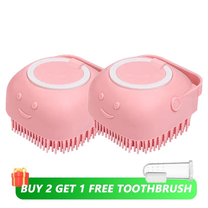 Pet Bathing & Massage Brush – Foam Dispenser for Dogs & Cats! 🐾🚿 